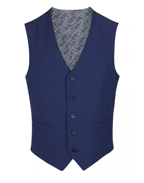 Remus Uomo – Tapered Fit – Dark Blue – Palucci Checked Waistcoat