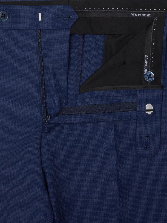 Remus Uomo – Tapered Fit – Dark Blue – Palucci Checked Suit Trousers