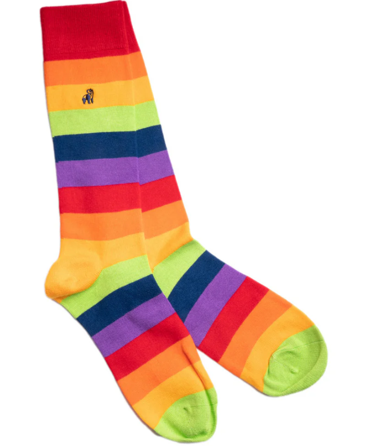 Swole Panda – Pride Bamboo Socks – Striped – Size 7–11 UK / 40–45 EU