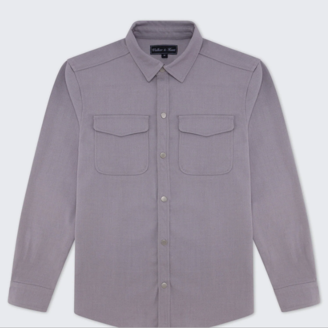 Walker &amp; Hunt – Regular Fit – Grey – Mason Overshirt