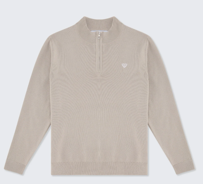 Walker & Hunt – Slim Fit – Oat – Knitted Quarter Zip