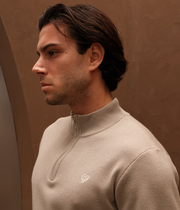 Walker & Hunt – Slim Fit – Oat – Knitted Quarter Zip