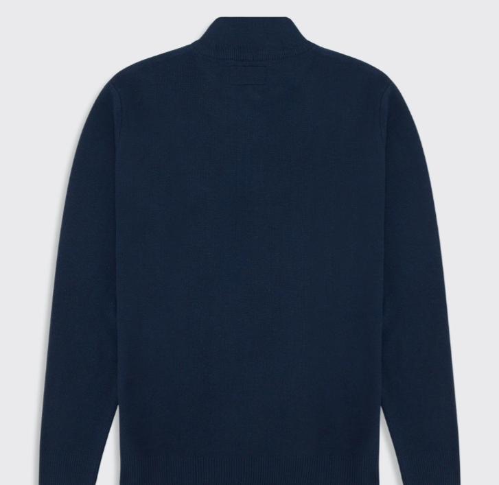 Walker &amp; Hunt – Slim Fit – Navy – Knitted Quarter Zip