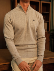 Walker & Hunt – Slim Fit – Grey – Knitted Quarter Zip