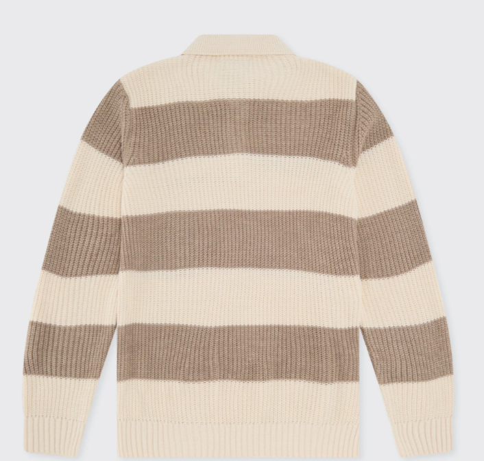 Walker & Hunt – Regular Fit – Mocha &amp; Cream – Rugby Knit