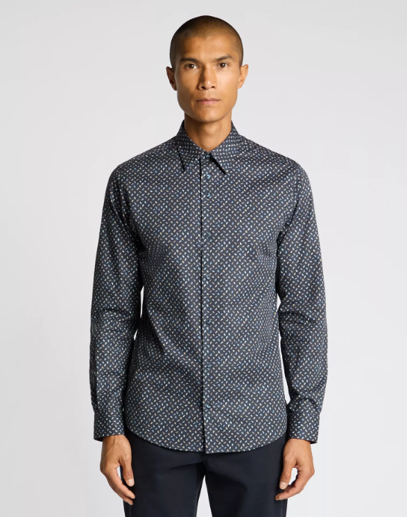 Remus Uomo – Regular Fit – Navy Small Print Cotton Shirt