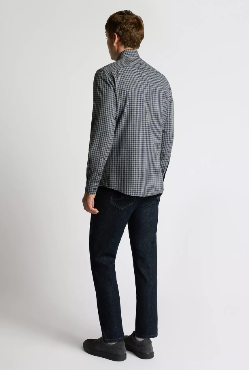 Remus Uomo – Tapered Fit – Grey Check Cotton Blend Shirt