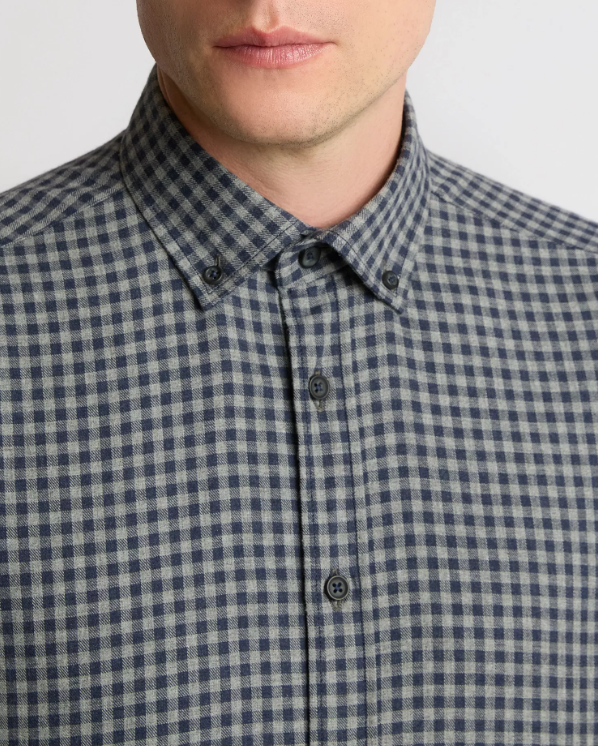 Remus Uomo – Tapered Fit – Grey Check Cotton Blend Shirt