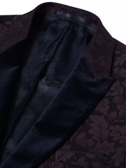 Remus Uomo – Slim Fit – Monti Z Black/Dark Red Jacquard Floral Dinner Jacket