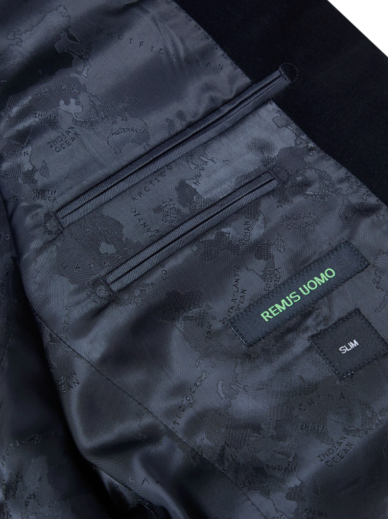 Remus Uomo – Slim Fit – Monti Z Black/Dark Red Jacquard Floral Dinner Jacket