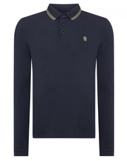 Remus Uomo – Dark Blue – Long Sleeve Cotton-Stretch Polo Shirt