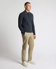 Remus Uomo – Dark Blue – Long Sleeve Cotton-Stretch Polo Shirt