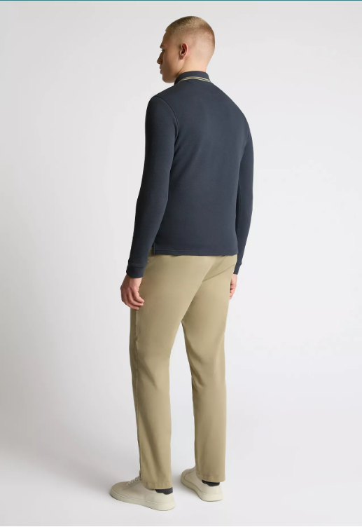 Remus Uomo – Dark Blue – Long Sleeve Cotton-Stretch Polo Shirt