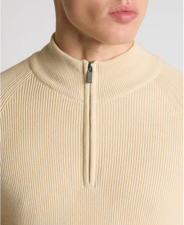 Remus Uomo – Stone – Cotton 1/4 Zip Sweater