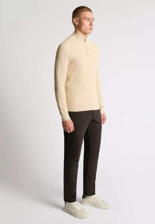 Remus Uomo – Stone – Cotton 1/4 Zip Sweater