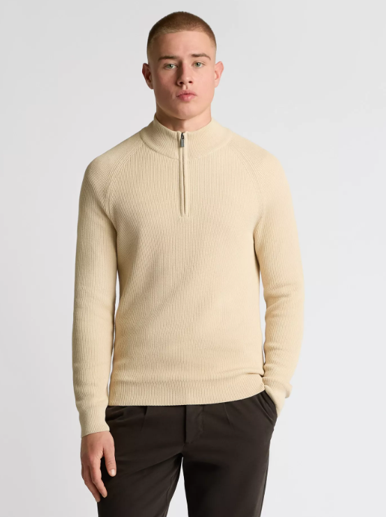 Remus Uomo – Stone – Cotton 1/4 Zip Sweater