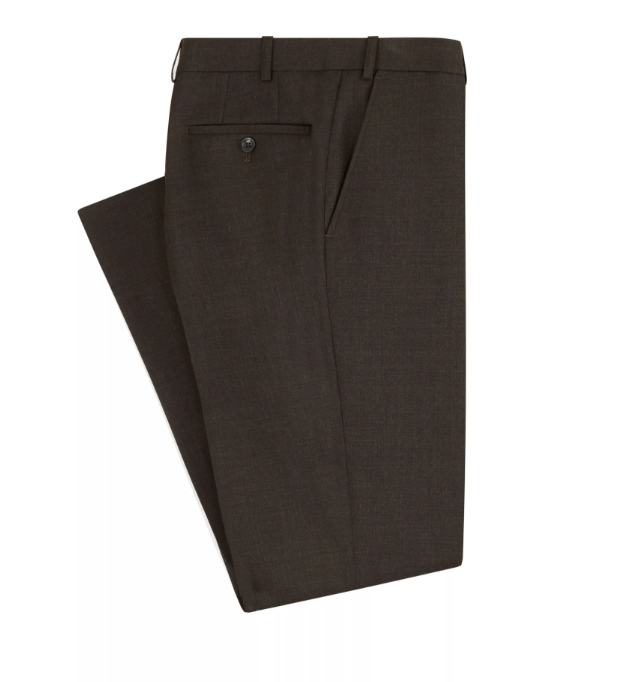 Daniel Grahame – Dark Brown – Damon Tapered Fit Wool Blend Suit Trousers
