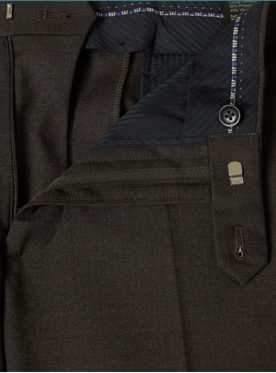 Daniel Grahame – Dark Brown – Damon Tapered Fit Wool Blend Suit Trousers