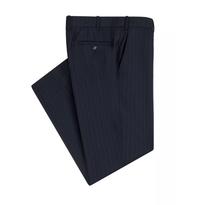 Daniel Grahame – Navy – Damon Tapered Fit Pinstripe Wool Blend Suit Trousers