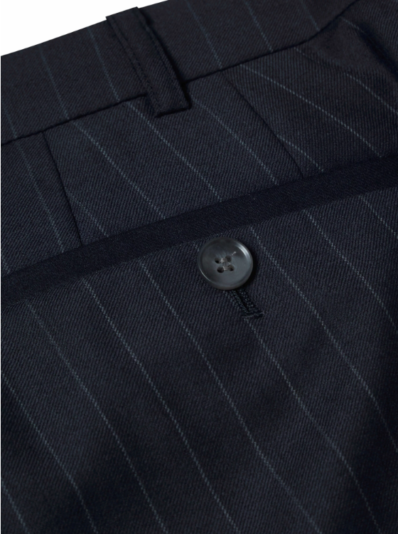 Daniel Grahame – Navy – Damon Tapered Fit Pinstripe Wool Blend Suit Trousers