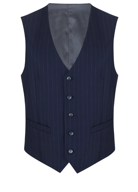 Daniel Grahame – Navy – Damon Pinstripe Wool Blend Suit Waistcoat