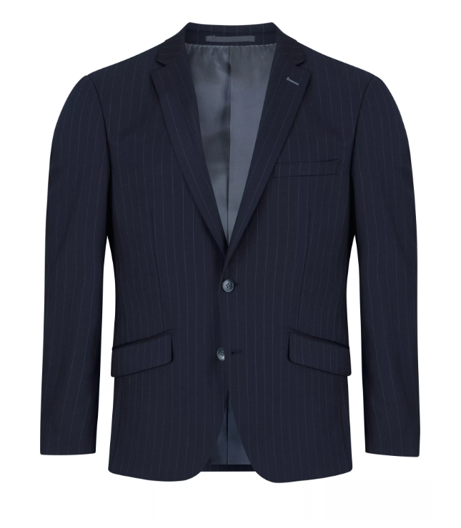 Daniel Grahame – Navy – Damon Tapered Fit Pinstripe Wool Blend Suit Jacket