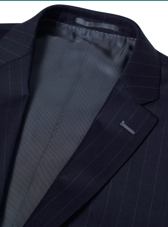 Daniel Grahame – Navy – Damon Tapered Fit Pinstripe Wool Blend Suit Jacket