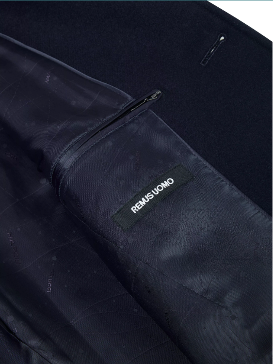 Remus Uomo – Navy – Jonah Tapered Fit Wool-Blend Overcoat