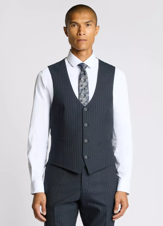 Remus Uomo – Navy – Lucian Slim Fit Pinstripe Wool Blend Waistcoat
