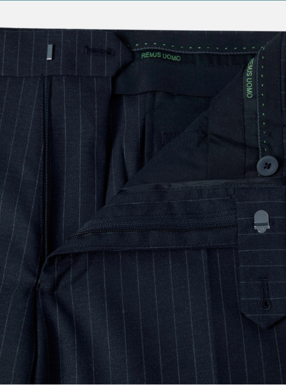 Remus Uomo – Navy – Lucian Slim Fit Pinstripe Wool Blend Suit Trousers