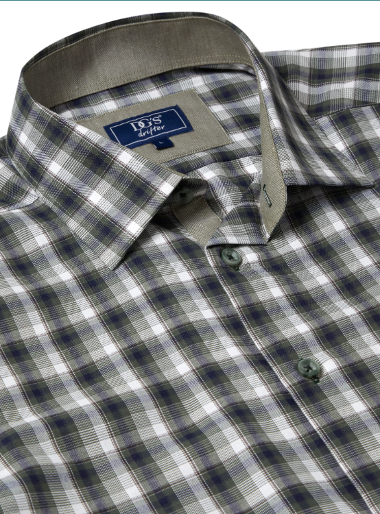 DG’s Drifter – Green – Regular Fit Checked Cotton-Blend Casual Shirt