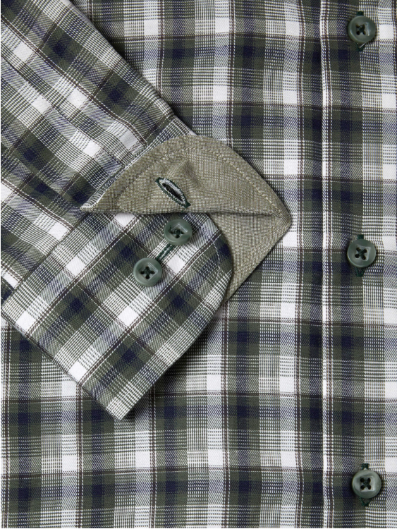 DG’s Drifter – Green – Regular Fit Checked Cotton-Blend Casual Shirt