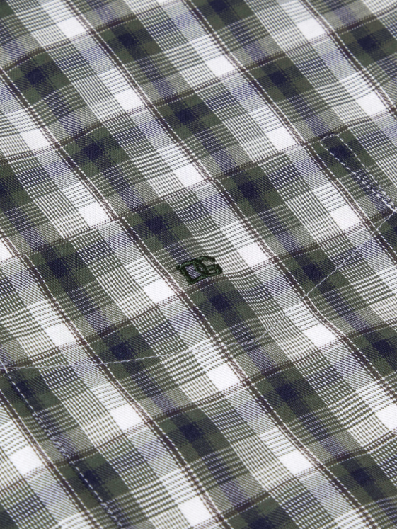 DG’s Drifter – Green – Regular Fit Checked Cotton-Blend Casual Shirt