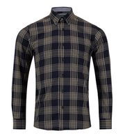 DG’s Drifter – Navy – Regular Fit Checked Cotton-Blend Casual Shirt