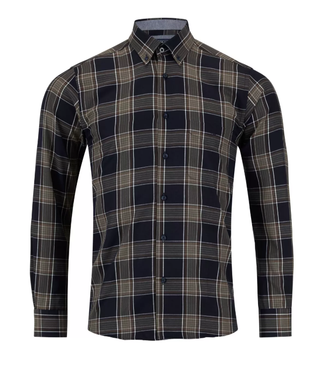 DG’s Drifter – Navy – Regular Fit Checked Cotton-Blend Casual Shirt