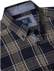 DG’s Drifter – Navy – Regular Fit Checked Cotton-Blend Casual Shirt