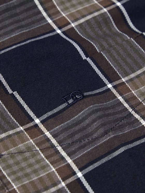 DG’s Drifter – Navy – Regular Fit Checked Cotton-Blend Casual Shirt