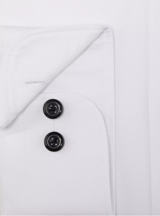 Remus Uomo – Tapered Fit – White – Seville Long Sleeve Formal Shirt with Black Buttons
