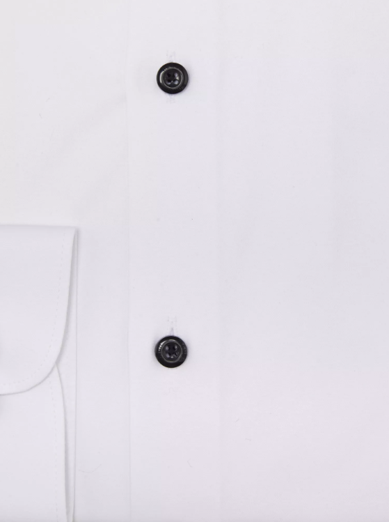 Remus Uomo – Tapered Fit – White – Seville Long Sleeve Formal Shirt with Black Buttons