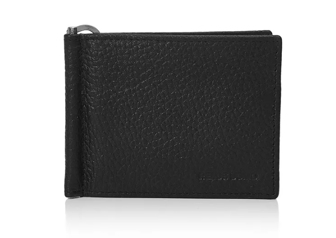 Remus Uomo – Black Leather Money Clip Wallet