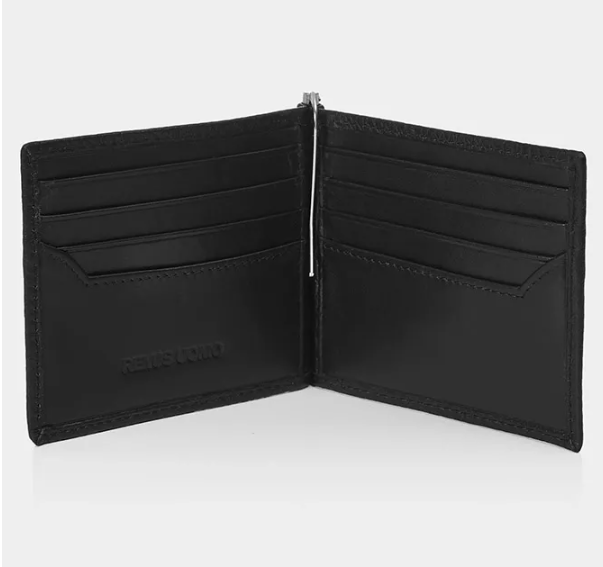 Remus Uomo – Black Leather Money Clip Wallet
