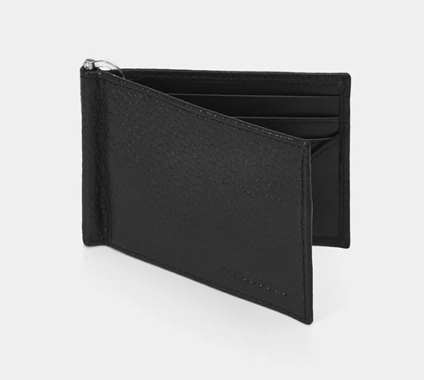 Remus Uomo – Black Leather Money Clip Wallet