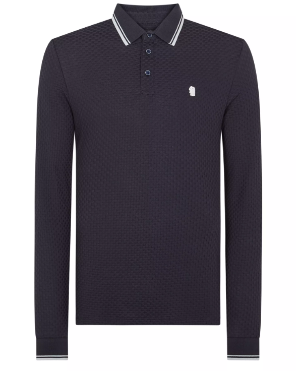 Remus Uomo – Long Sleeve Cotton Polo Shirt