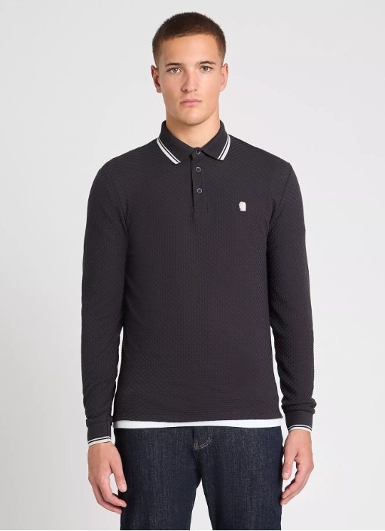 Remus Uomo – Long Sleeve Cotton Polo Shirt