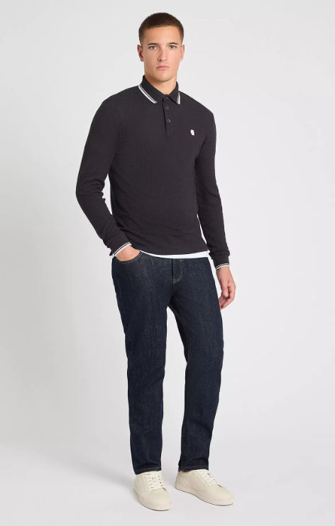 Remus Uomo – Long Sleeve Cotton Polo Shirt