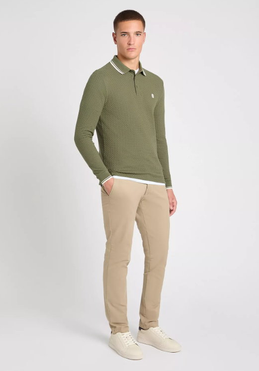 Remus Uomo – Long Sleeve Cotton Polo Shirt