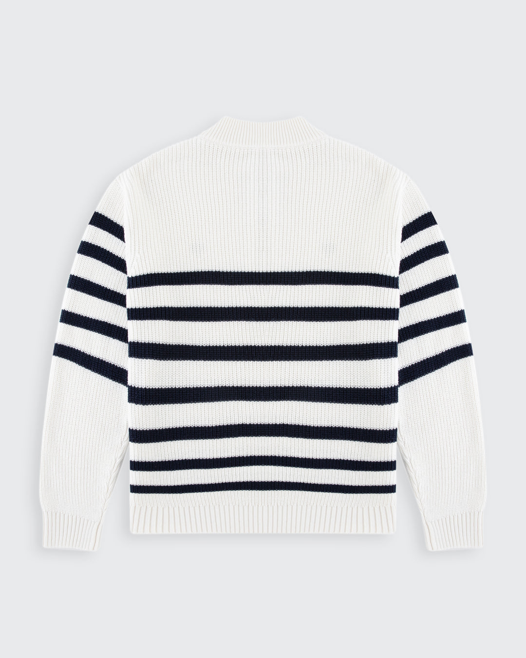 Walker &amp; Hunt – Huxley Quarter Zip - Off White Stripe