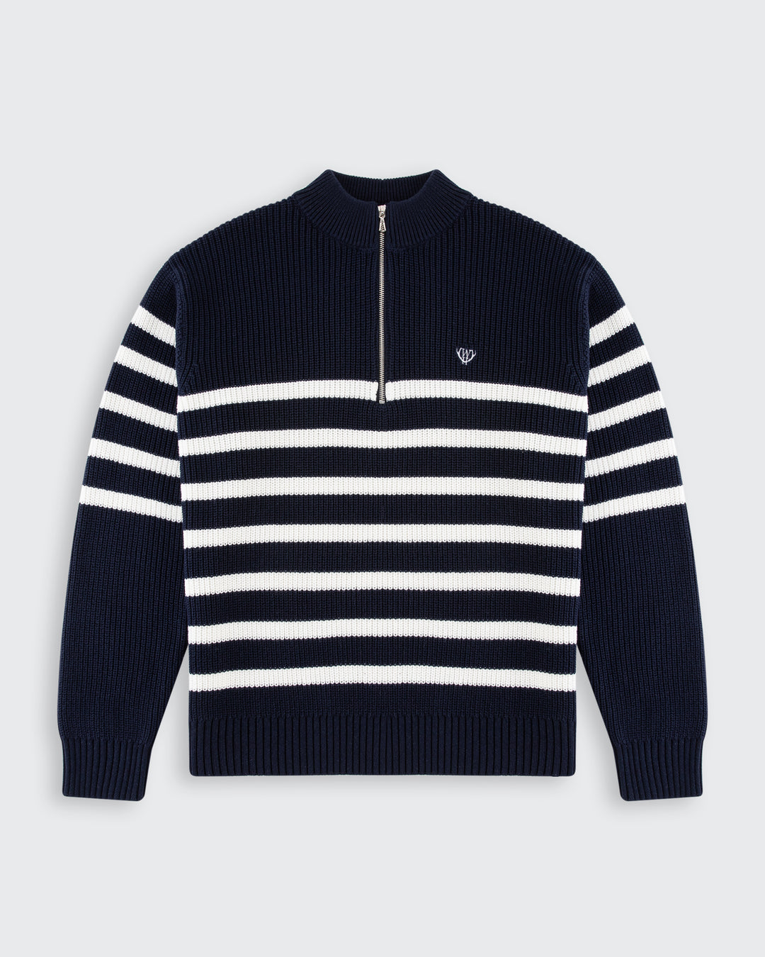 Walker &amp; Hunt – Huxley Quarter Zip - Navy Stripe