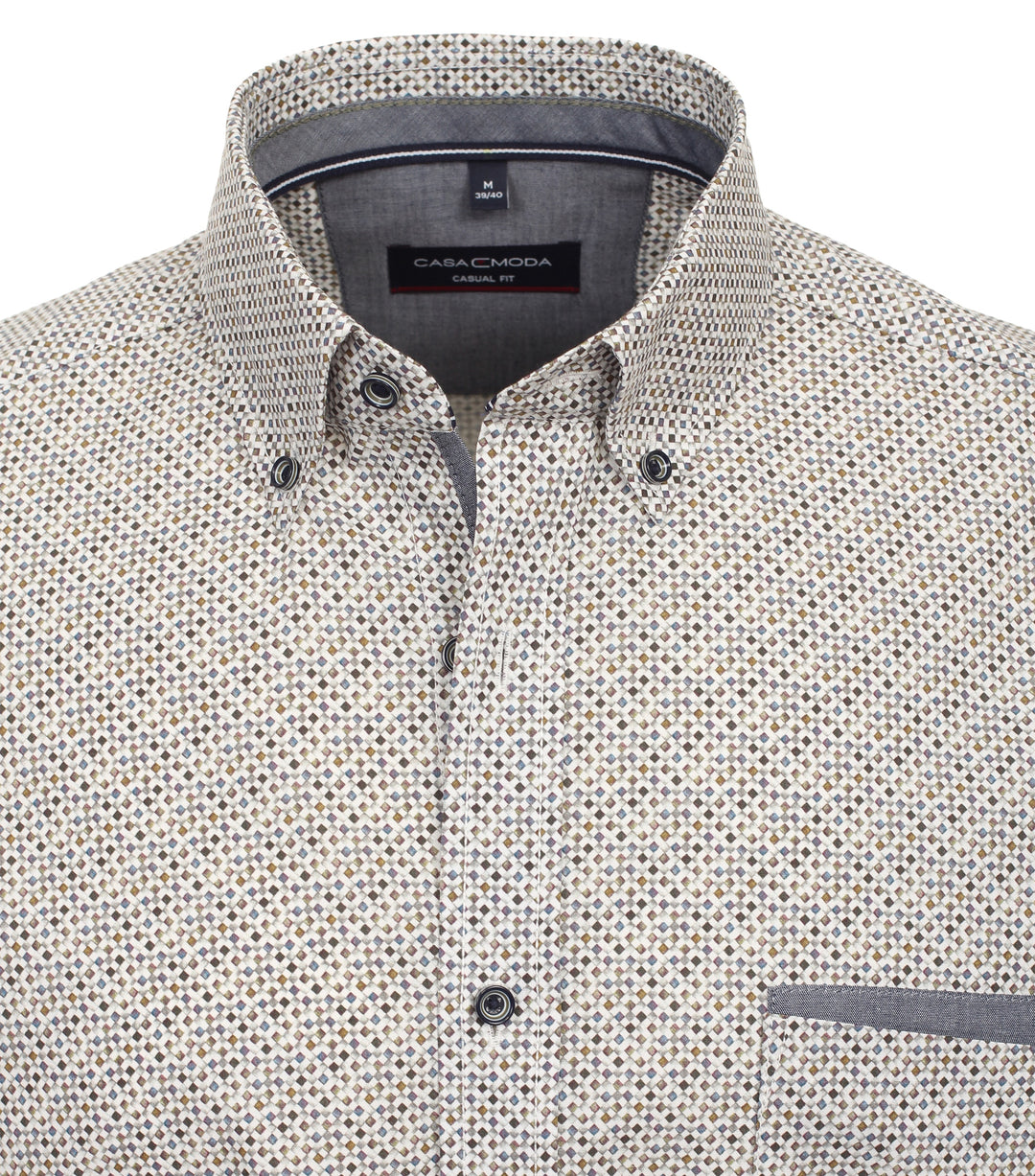 Casa Moda – Casual Fit Short Sleeve Printed Shirt – Anthracite