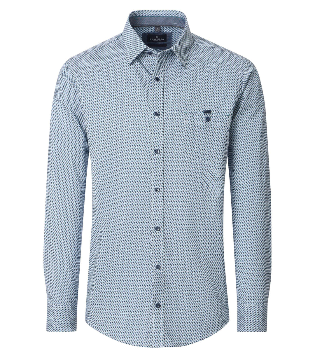 Casa Moda – Blue - Pattern Long Sleeve Shirt